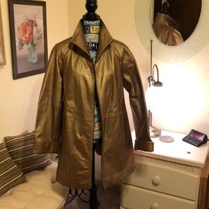 Gold Metallic Leather Coat